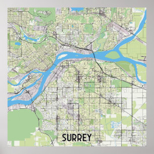 Surrey Canada karta Poster