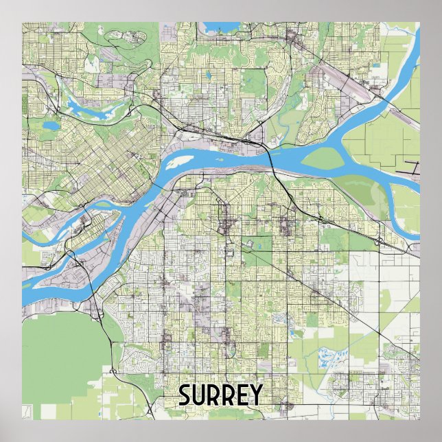 Surrey Canada karta Poster (Framsidan)
