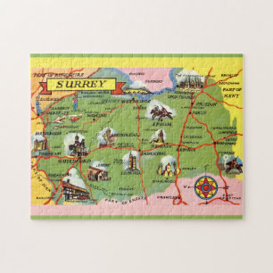 Surrey England 11x14 Karta Pussel