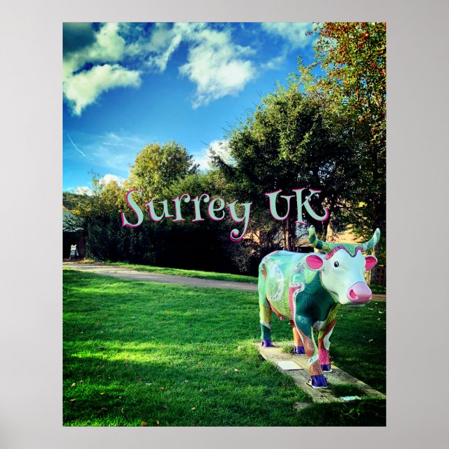 Surrey UK Cow Art Poster (Framsidan)