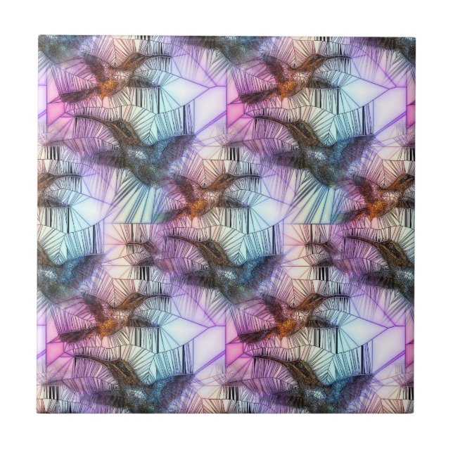 Surrfågelmålat glass kakelplatta (Framsidan)