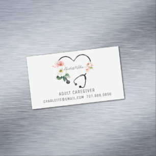 Surse Caregiver Blommigt Stethoscope Promotional Magnetiska Visitkort