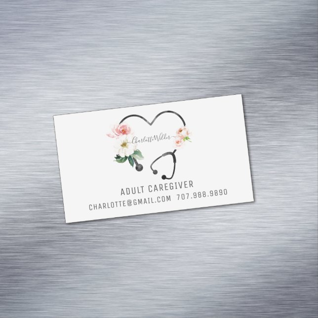 Surse Caregiver Blommigt Stethoscope Promotional Magnetiska Visitkort (In Situ)