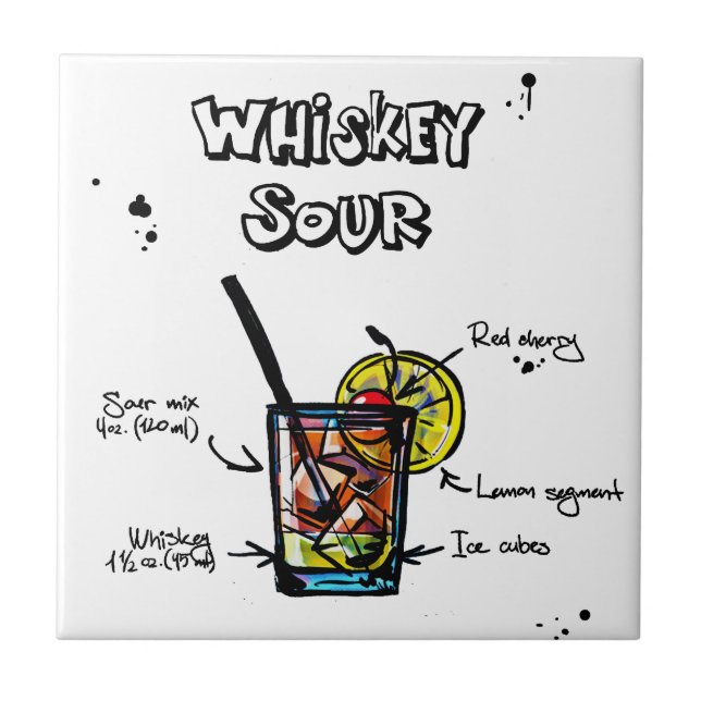 Surt coctailrecept för Whiskey Kakelplatta (Framsidan)