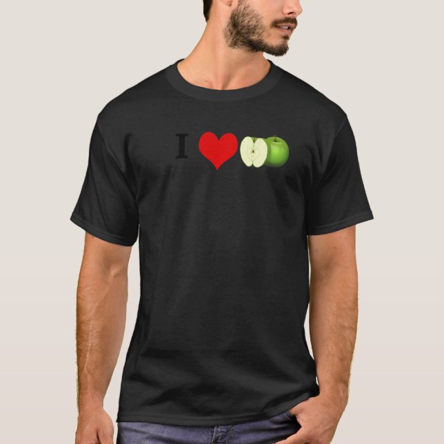Surt grönt äpple t shirt (Framsida)
