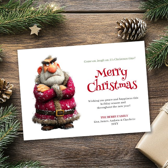 Surt jul tomte anpassat roligt nedladdningsbart ju julkort (Sour Santa custom funny downloadable Christmas card joy)