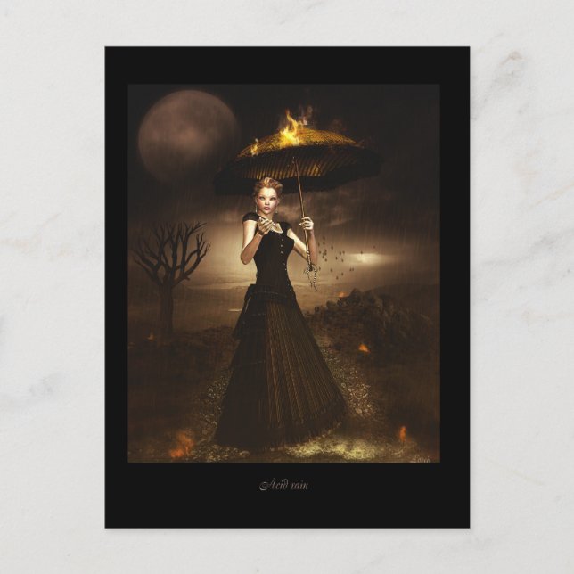 Surt regn vykort (Framsida)