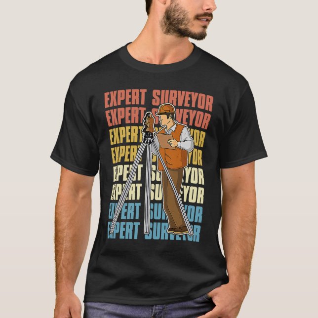 Surveyor geodesy surveying engineer theodolite pro t shirt (Framsida)