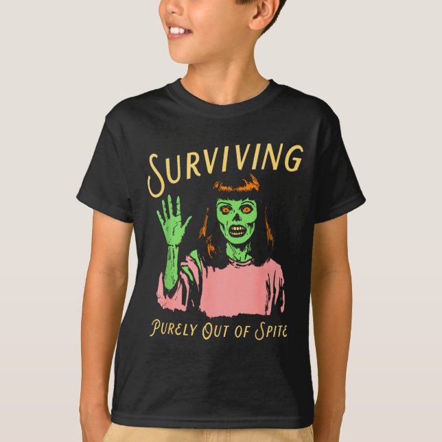 Surviving Purely Out Of Ste Retro Zombie Halloween T Shirt (Framsida)