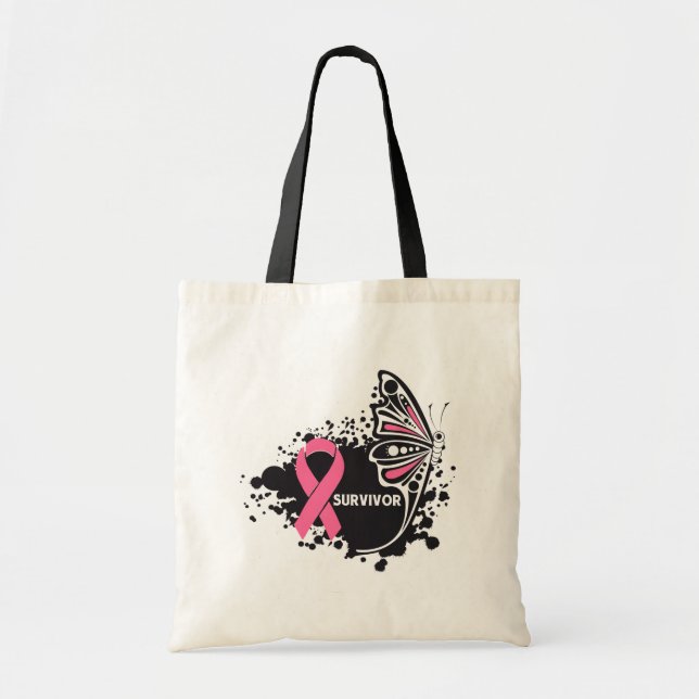 Survivor Abstrakt Butterfly Breast Cancer Tygkasse (Framsidan)