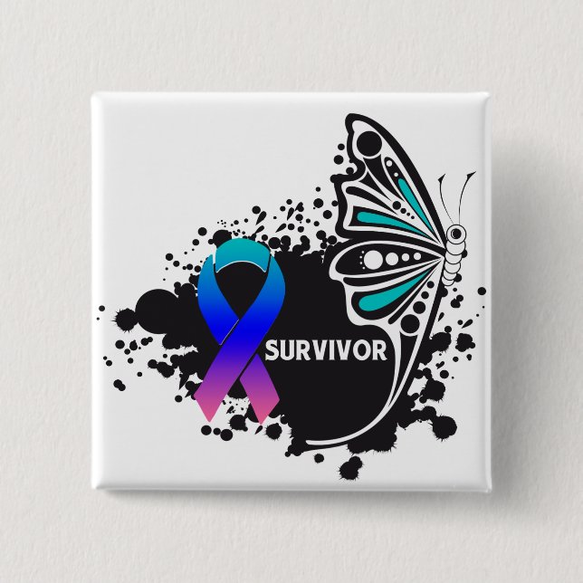 Survivor Abstrakt Butterfly Thyroid Cancer Knapp (Framsida)