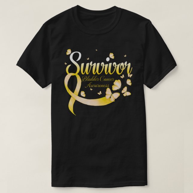 Survivor Bladder Cancer Awareness Butterfly T Shirt (Design framsida)