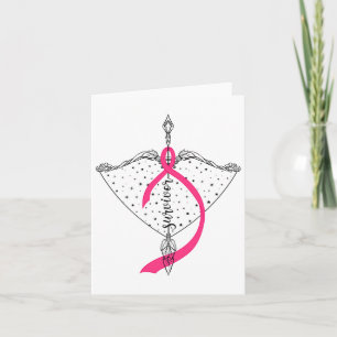 Survivor Bow Arrow Warrior Hope Rosa Ribbon Breast Kort