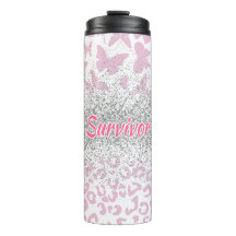 Survivor Breast Cancer Animal Print Butterfly