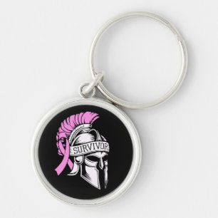 Survivor Breast Cancer Rund Silverfärgad Nyckelring