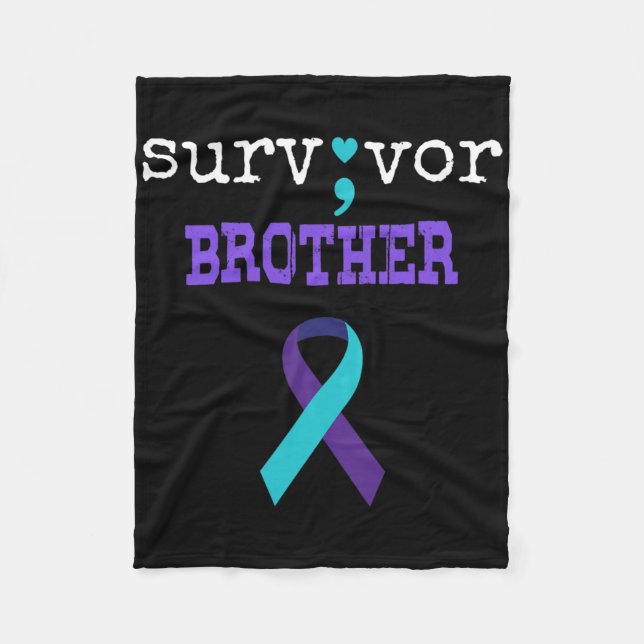 Survivor Brother Semicolon Gift Suicide Prevention Fleecefilt (Framsidan)