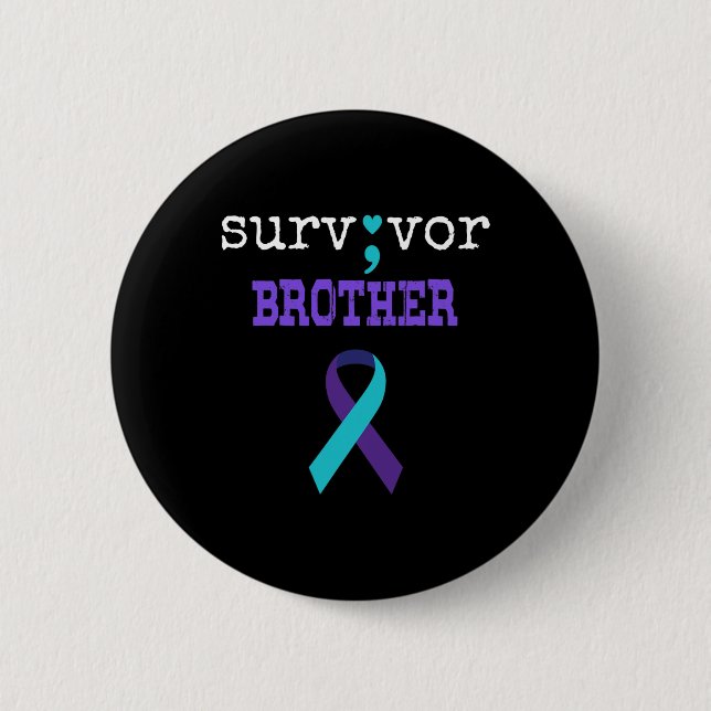 Survivor Brother Semicolon Gift Suicide Prevention Knapp (Framsida)