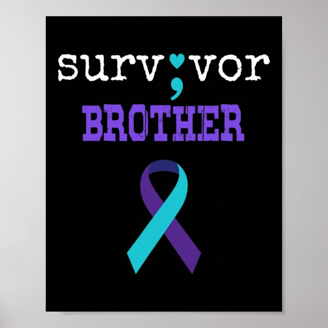 Survivor Brother Semicolon Gift Suicide Prevention Poster (Framsidan)