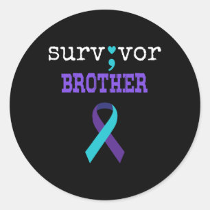 Survivor Brother Semicolon Gift Suicide Prevention Runt Klistermärke