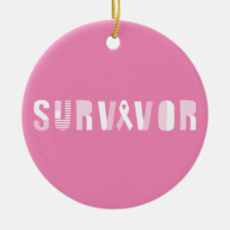 Survivor Cancer Ribbon Inspirational Motivational Julgransprydnad Keramik