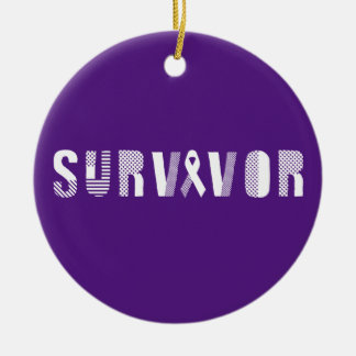 Survivor Cancer Ribbon Inspirational Motivational Julgransprydnad Keramik