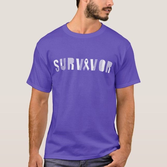 Survivor Cancer Ribbon Inspirational Motivational T Shirt (Framsida)