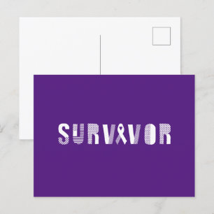 Survivor Cancer Ribbon Inspirational Motivational Vykort