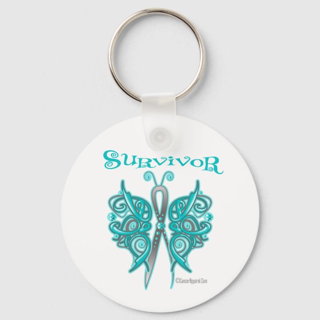 Survivor Celtic Butterfly - Ovariancancer Nyckelring (Framsida)