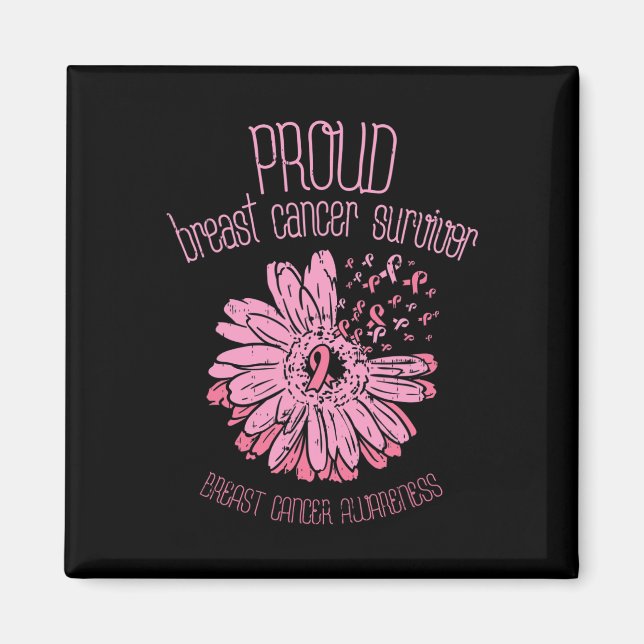 Survivor Daisy Rosa Breast Cancer Awareness Gift Magnet (Framsidan)