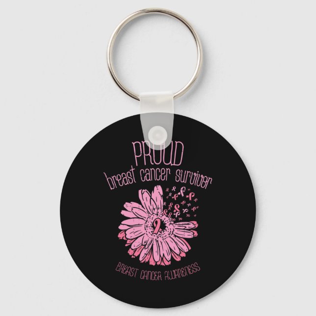 Survivor Daisy Rosa Breast Cancer Awareness Gift Nyckelring (Framsida)