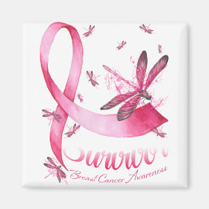 Survivor Dragonfly Rosa Ribbon Breast Cancer Magnet