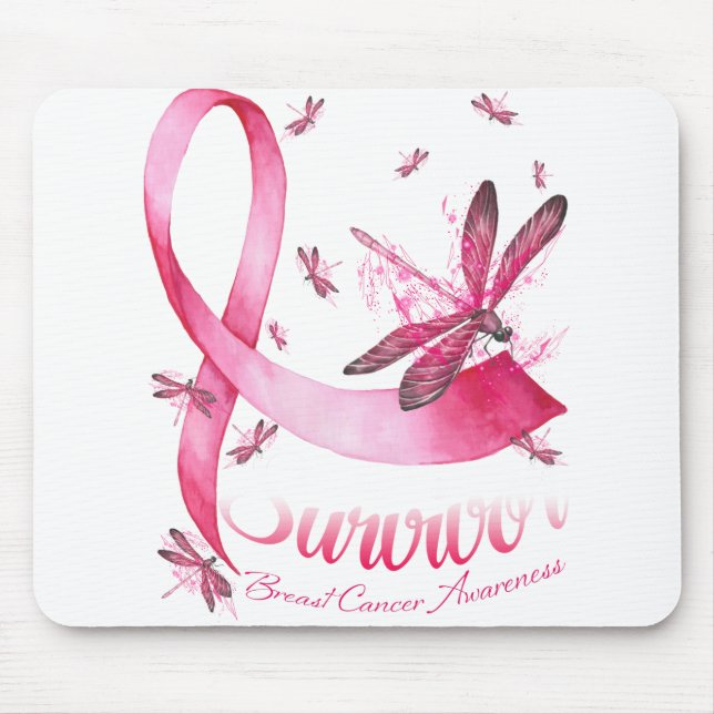 Survivor Dragonfly Rosa Ribbon Breast Cancer Musmatta (Framsidan)