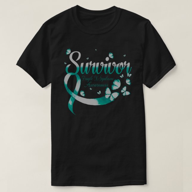Survivor Fragile X Syndrome Awareness Butterfly T Shirt (Design framsida)