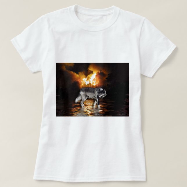 "Survivor", Grått-Varg-gåvor Tee Shirt (Design framsida)