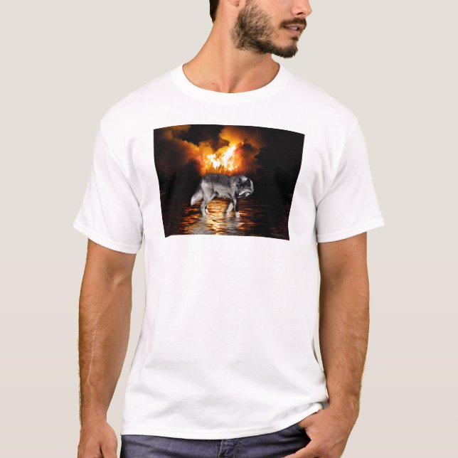 "Survivor", Grått-Varg-gåvor Tee Shirt (Framsida)