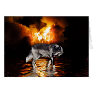 "Survivor" Grått Varg Wildlife Gifts Hälsningskort
