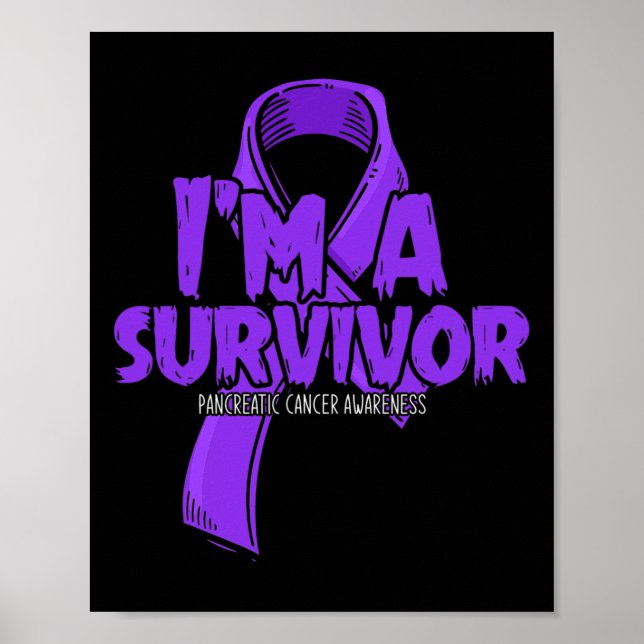 Survivor Lila Ribbon Proud Pancreatic Cancer Awa Poster (Framsidan)