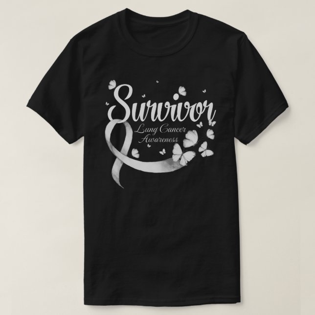 Survivor Lung Cancer Awareness Butterfly T Shirt (Design framsida)