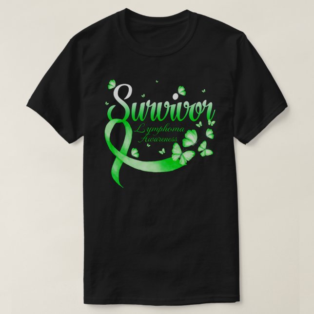 Survivor Lymphoma Awareness Butterfly T Shirt (Design framsida)