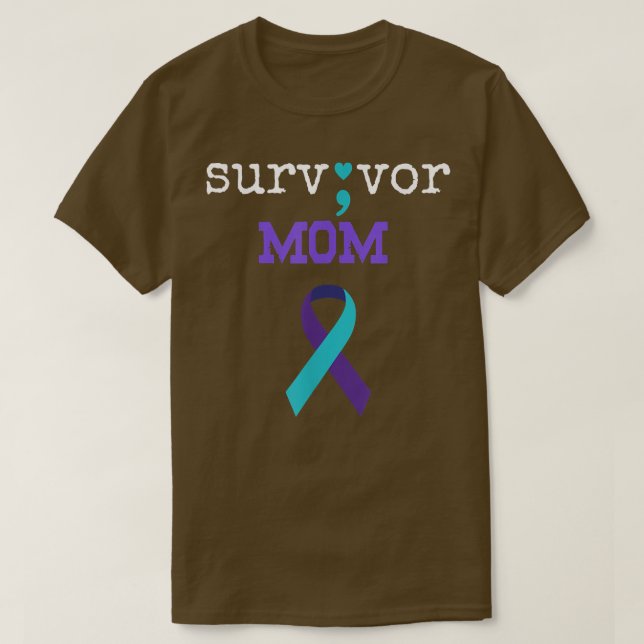 Survivor Mamma Semicolon ger Suicide Prevention Aw T Shirt (Design framsida)
