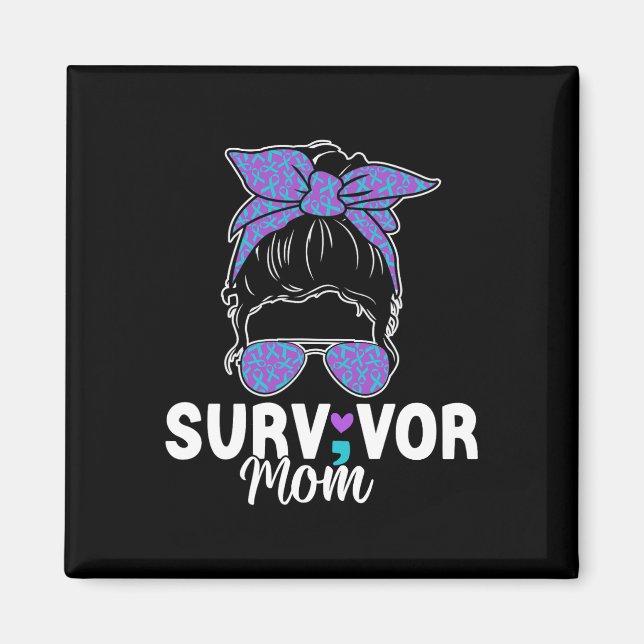 Survivor Mamma - Semicolon Suicide Prevention Awar Magnet (Framsidan)
