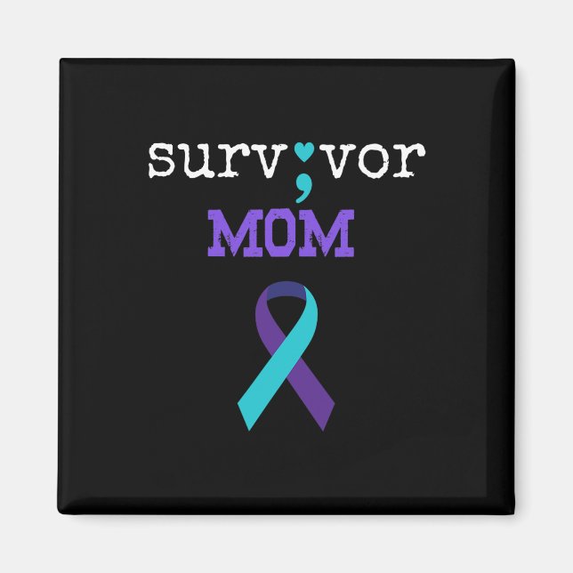 Survivor Mamma - Semiolon Gift Suicide Prevention  Magnet (Framsidan)