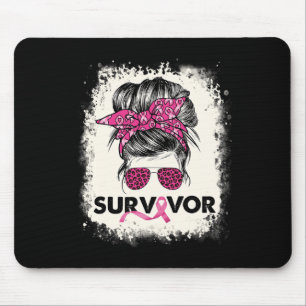 Survivor Messy Bun Breast Cancer Awareness Rosa Wa Musmatta