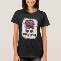 Survivor Messy Bun Breast Cancer Awareness Rosa Wa