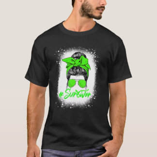 Survivor Messy Bun Lime Green Ribbon non Hodgkin A T Shirt