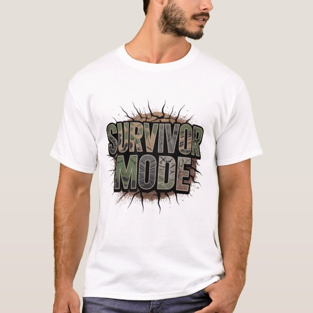 Survivor Mode Impact Hole Men’s T-Shirt – Dark  (Framsida)