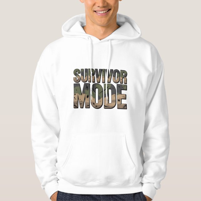 Survivor Mode Men’s Hoodie – Army Camo Edition (Framsida)