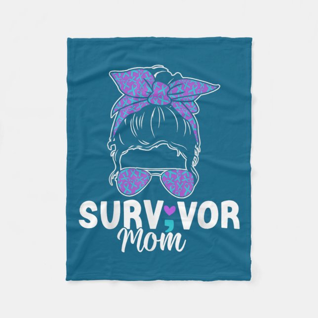 Survivor Mom - Semicolon Suicide Prevention Awaren Fleecefilt (Framsidan)