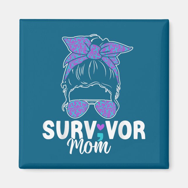 Survivor Mom - Semicolon Suicide Prevention Awaren Magnet (Framsidan)