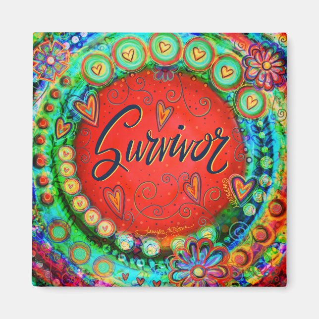 Survivor ONE ORD inspirational Cancer Patient Magnet (Framsidan)